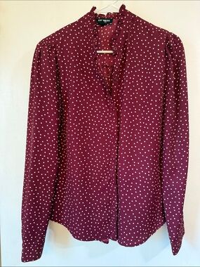 Express Burgundy Polka Dot Blouse